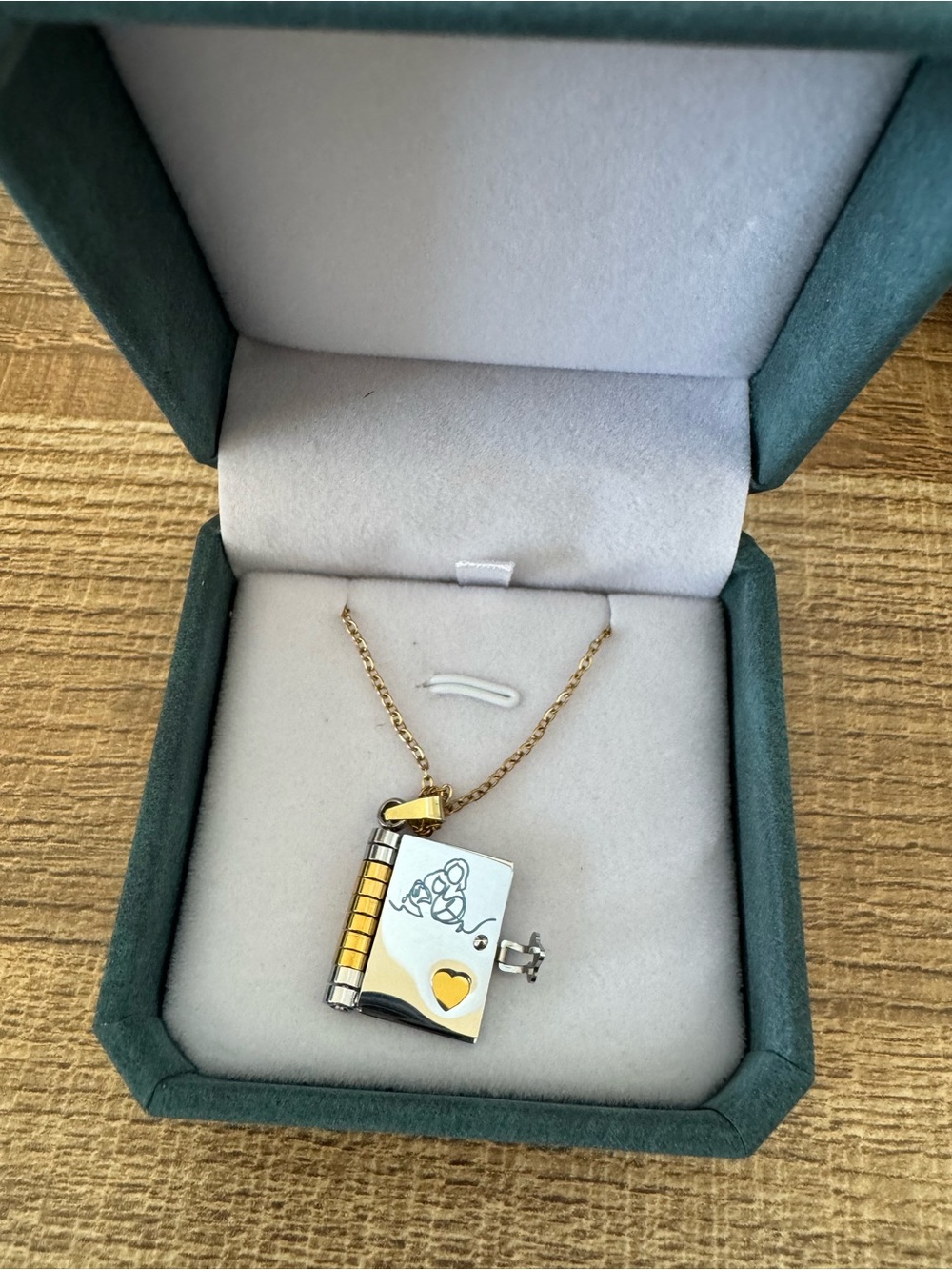 Book Necklace for Granddaughter - Gold & Silver